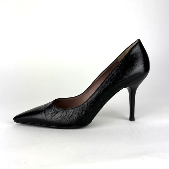 Studio Pollini Black Leather Pointed Toe Heels – Size 39 - Picture 4 of 10